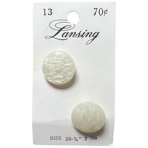 Vintage Lansing Pearlescent White Shank Buttons Set of 2 Size 28
